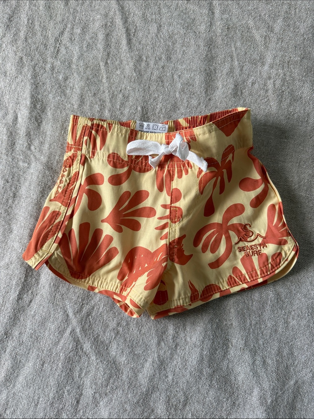Seafesta Surf Kids Yellow & Orange Floral Swim Trunks